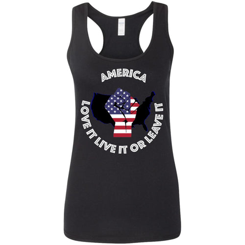 “America” - Love it Live it or Leave it Custom Personalized Ladies' Softstyle Racerback Tank