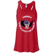 “America” - Love it Live it or Leave it Custom Personalized T-Shirt Ladies' Bella + Canvas Flowy Racerback Tank