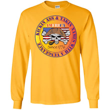 “America” - Kickin Ass Since & Takin Names With a Vengeance Since 1776 - Gold Personal Designer long sleeve T-shirts Men's Women's LS Ultra Cotton T-Shirt