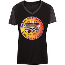 “America” - Kickin Ass Since & Takin Names With a Vengeance Since 1776 - Gold Custom Personalized T-shirts Men's Women's Ladies' CamoHex Colorblock T-Shirt