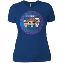“America” - Kickin Ass Since & Takin Names With a Vengeance Since 1776 - Blue Custom Personalized Ladies' Boyfriend T-Shirt