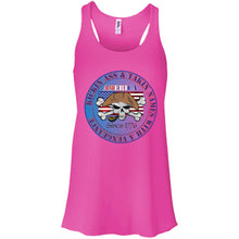 “America” - Kickin Ass Since & Takin Names With a Vengeance Since 1776 - Blue Custom Personalized T-Shirt Ladies' Bella + Canvas Flowy Racerback Tank