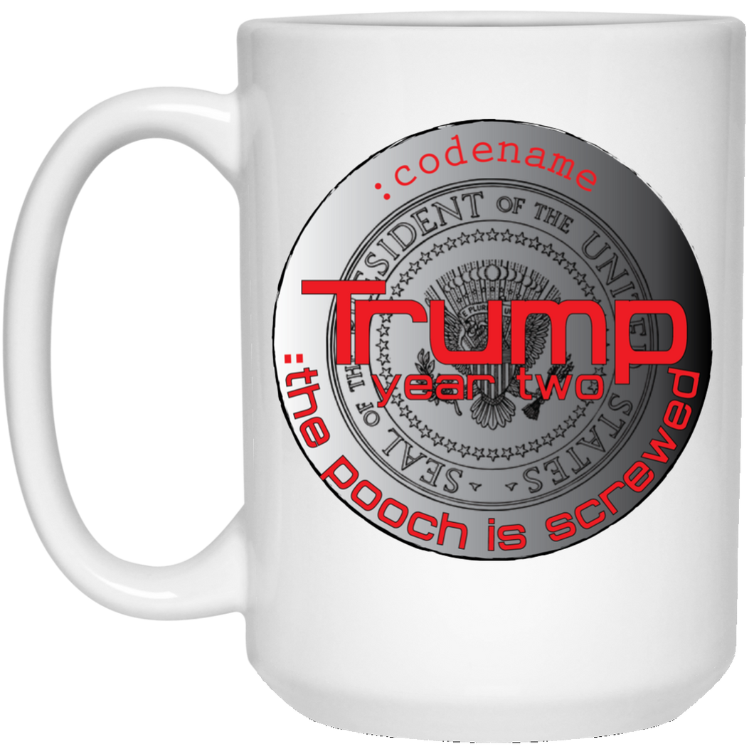 TRUMP: Year Two: Pooch White Silver Personal Designer 15 oz. White Mug