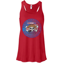 “America” - Kickin Ass Since & Takin Names With a Vengeance Since 1776 - Blue Custom Personalized T-Shirt Ladies' Bella + Canvas Flowy Racerback Tank