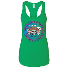 “America” - Kickin Ass Since & Takin Names With a Vengeance Since 1776 - Blue Custom Personalized Ladies' Ideal Racerback Tank