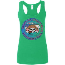 “America” - Kickin Ass Since & Takin Names With a Vengeance Since 1776 - Blue Custom Personalized Ladies' Softstyle Racerback Tank