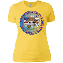 “America” - Kickin Ass Since & Takin Names With a Vengeance Since 1776 - Blue Custom Personalized Ladies' Boyfriend T-Shirt