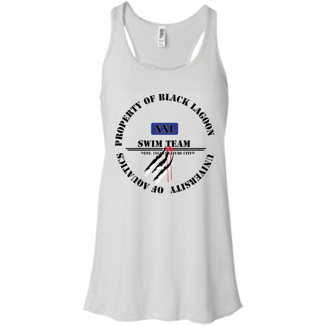 Property of Black Lagoon U. Swim Team - Custom Personalized T-Shirt Ladies' Bella + Canvas Flowy Racerback Tank