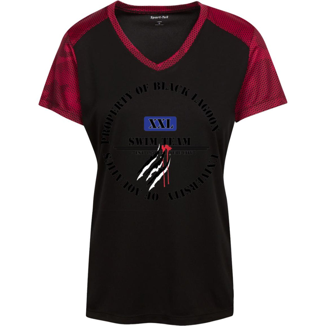 Property of Black Lagoon U. Swim Team - Custom Personalized T-shirts Men's Women's Ladies' CamoHex Colorblock T-Shirt