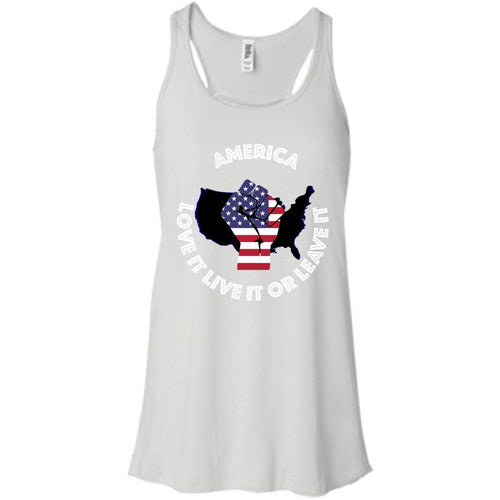 “America” - Love it Live it or Leave it Custom Personalized T-Shirt Ladies' Bella + Canvas Flowy Racerback Tank