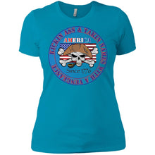 “America” - Kickin Ass Since & Takin Names With a Vengeance Since 1776 - Blue Custom Personalized Ladies' Boyfriend T-Shirt