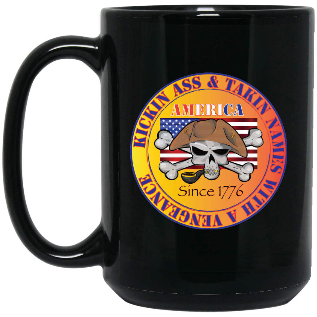 “America” - Kickin A** Since 1776 - G Personal Designer 15 oz. Black Mug