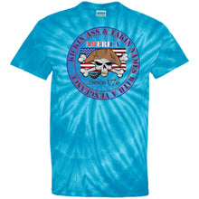 “America” - Kickin Ass Since & Takin Names With a Vengeance Since 1776 - Blue Custom Personalized T-shirts Men's Women's 100% Cotton Tie Dye T-Shirt
