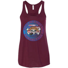 “America” - Kickin Ass Since & Takin Names With a Vengeance Since 1776 - Blue Custom Personalized T-Shirt Ladies' Bella + Canvas Flowy Racerback Tank