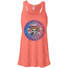 “America” - Kickin Ass Since & Takin Names With a Vengeance Since 1776 - Blue Custom Personalized T-Shirt Ladies' Bella + Canvas Flowy Racerback Tank