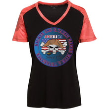 “America” - Kickin Ass Since & Takin Names With a Vengeance Since 1776 - Blue Custom Personalized T-shirts Men's Women's Ladies' CamoHex Colorblock T-Shirt