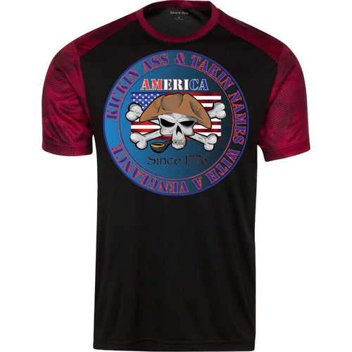 “America” - Kickin Ass Since & Takin Names With a Vengeance Since 1776 - Blue Custom Personalized T-shirts Men's Women's CamoHex Colorblock T-Shirt